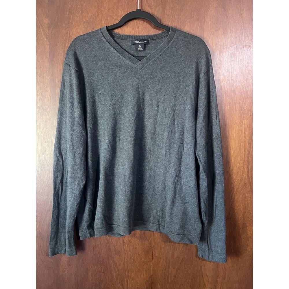 Banana Republic Silk-Cashmere Blend Gray Pullover Mens XL Preppy Classic Vintage
